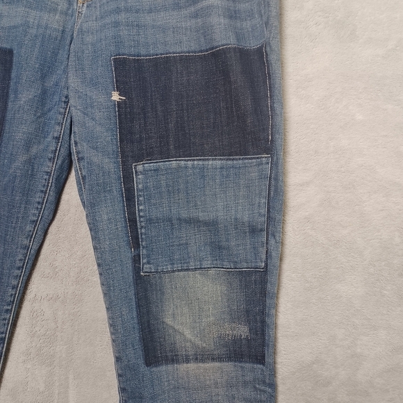 Tommy Hilfiger Women’s Boyfriend Patchwork Distressed Jeans Blue Sz 10 Relaxed - Picture 6 of 11